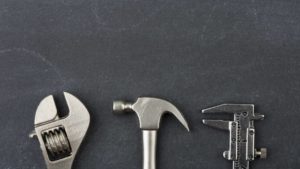 tools on the grey background