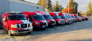 All the company trucks in a row.
