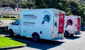 Spartan Plumbing parked trucks