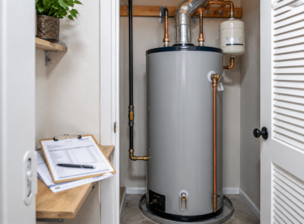 Tidy utility room with water heater