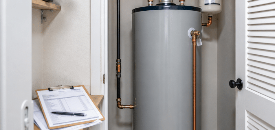 Tidy utility room with water heater